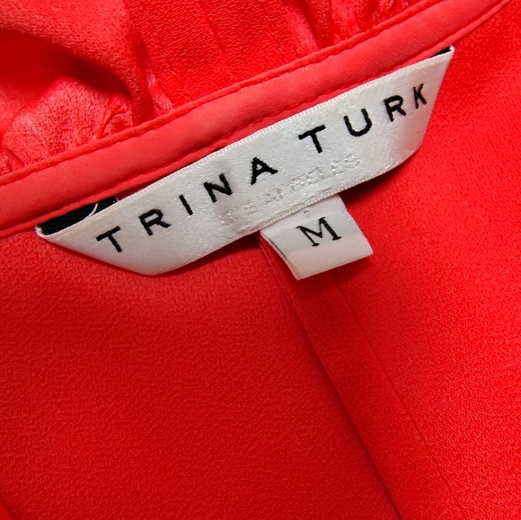 Trina Turk Ruffled Neckline Top Watermelon Color Women's Medium - Current Style - Picture 4 of 10